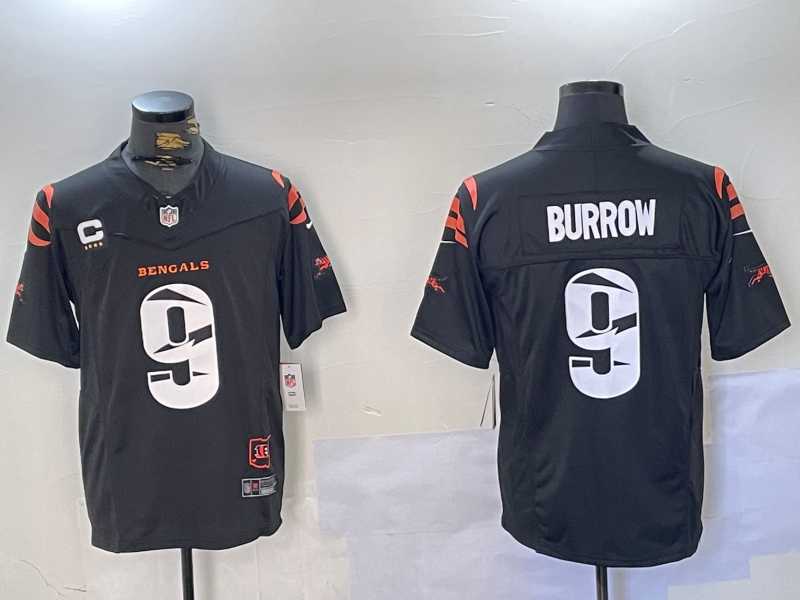 Men%27s Cincinnati Bengals #9 Joe Burrow Limited Black Fashion FUSE Jersey Dzhi